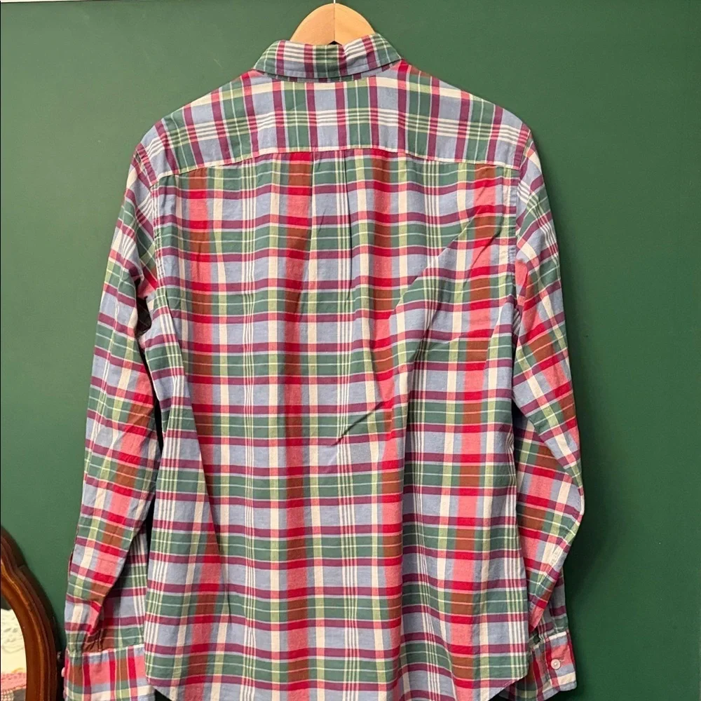J. Crew Green, Pink & Blue Spring Inspired Plaid Button-Down Mens L Shirt Cotton